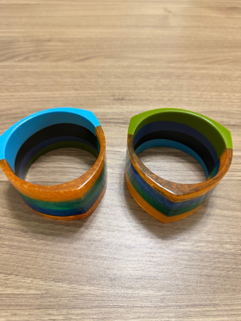 Multicolor Stacking Bangles - Green & Blue Accent